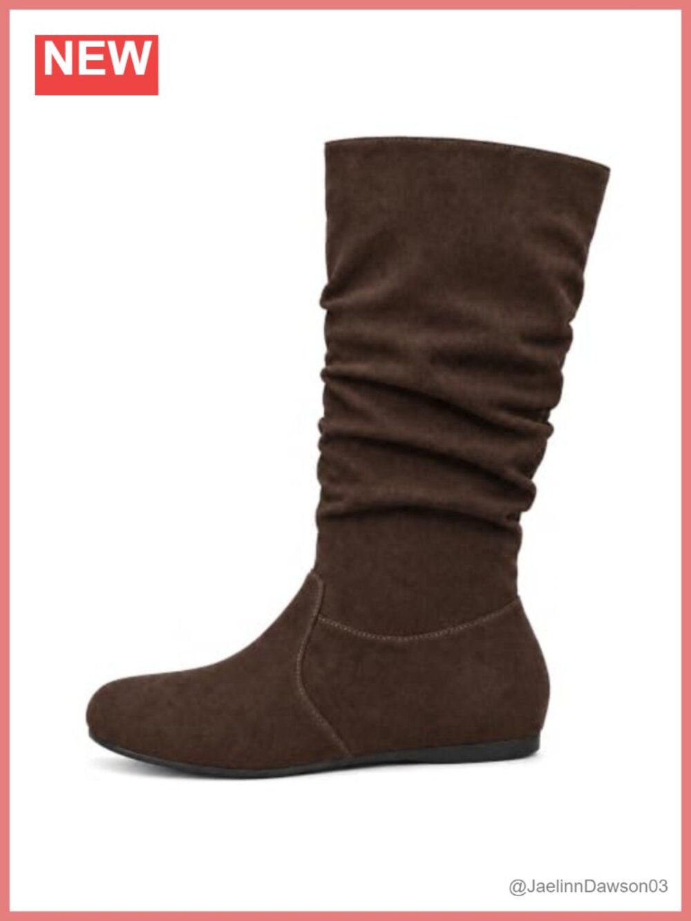 Womens Slouchy Mid-Calf Faux Leather Flat Dress Boots Side Zip Low Heel